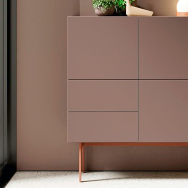 Aparador alto 3 puertas y 2 cajones frente lacado Compact 14