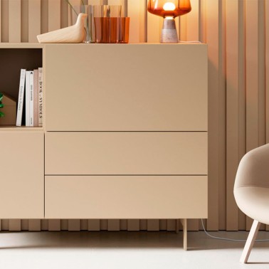 Aparador alto 2 puertas y 2 cajones frente lacado Compact 15