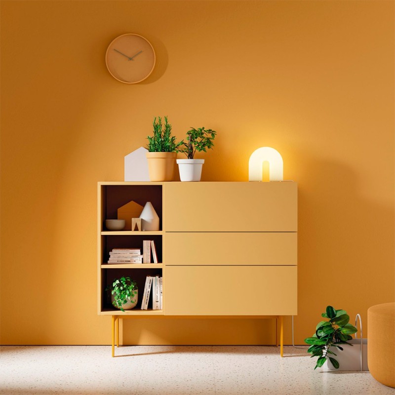 APARADOR ALTO 3 HUECOS, 1 PUERTA Y 2 CAJONES FRENTES LACADOS COMPACT 16