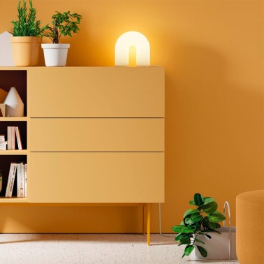 Aparador alto 3 huecos, 1 puerta y 2 cajones frente lacado Compact 16