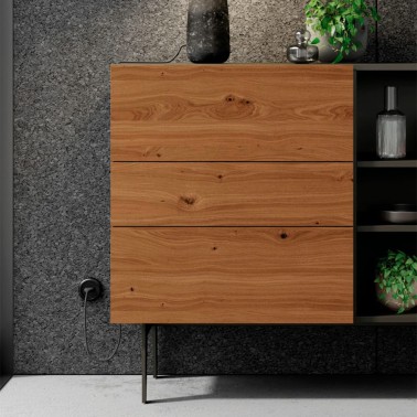 Aparador alto frentes madera y lacado Compact 18