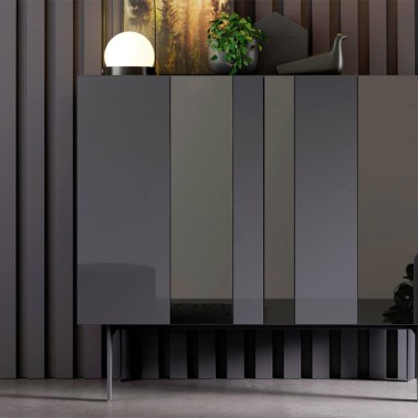 Aparador alto frentes cristal lacado y espejo Compact 19