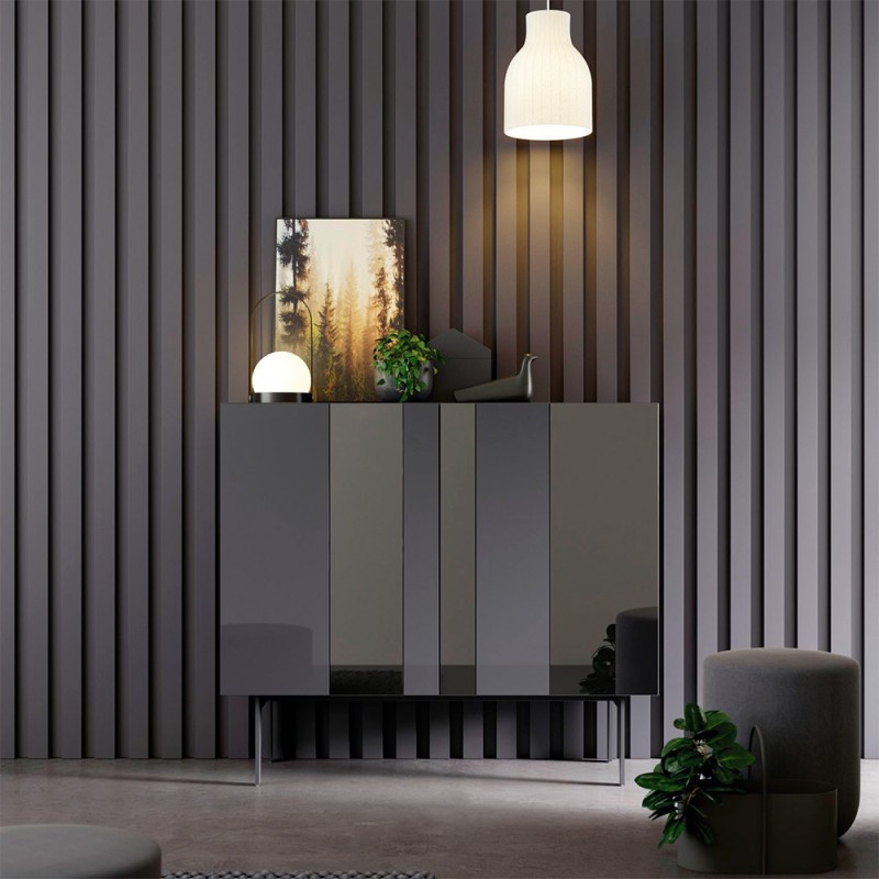 APARADOR ALTO FRENTES CRISTAL Y ESPEJO COMPACT 19