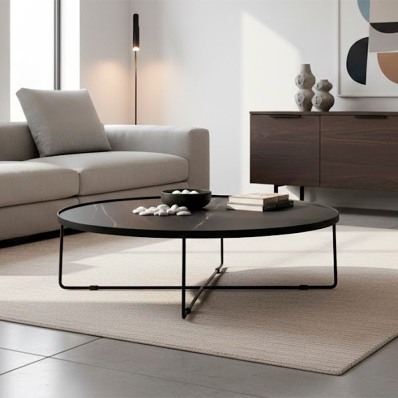 MESA DE CENTRO REDONDA COSETTE C PORCELANICO ALTURA 38 CM
