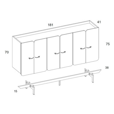 Aparador moderno 6 puertas Tulip 181 cm