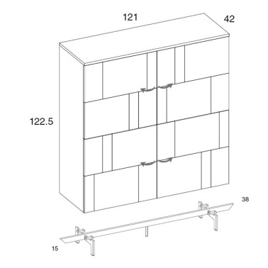 Aparador alto 4 puertas keyboard 121 cm