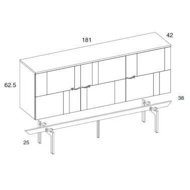 Aparador moderno 3 puertas Keyboard 181 cm