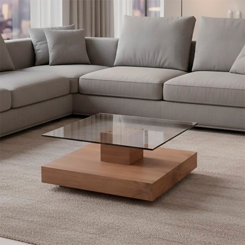 Mesa de centro cuadrada de cristal Hipster