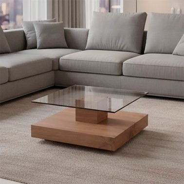 Mesa de centro cuadrada de cristal Hipster