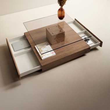 Mesa de centro cuadrada de cristal Hipster