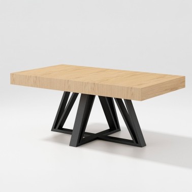 mesa de centro elevable en madera y patas metalicas Van