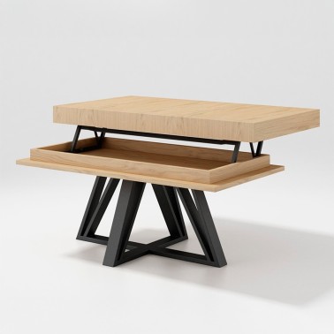 Mesa de centro elevable madera y patas metal Van