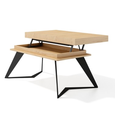 Mesa de centro elevable madera y patas metal Mustang