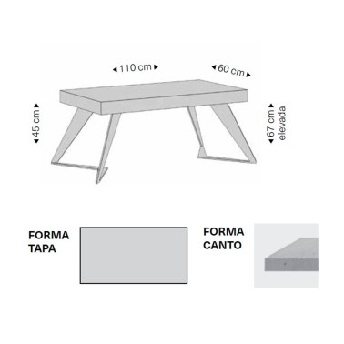 Mesa de centro elevable madera y patas metal Mustang