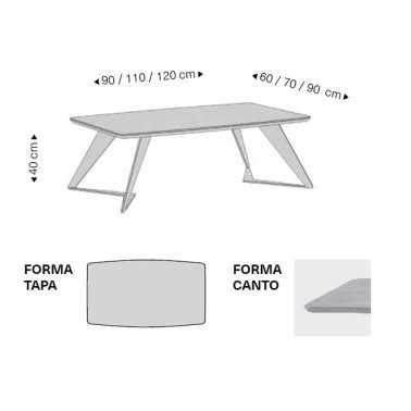 Mesa de centro madera y patas metal Zirca