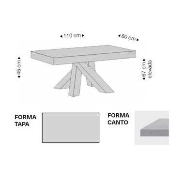 Mesa de centro elevable madera y patas metal Cross