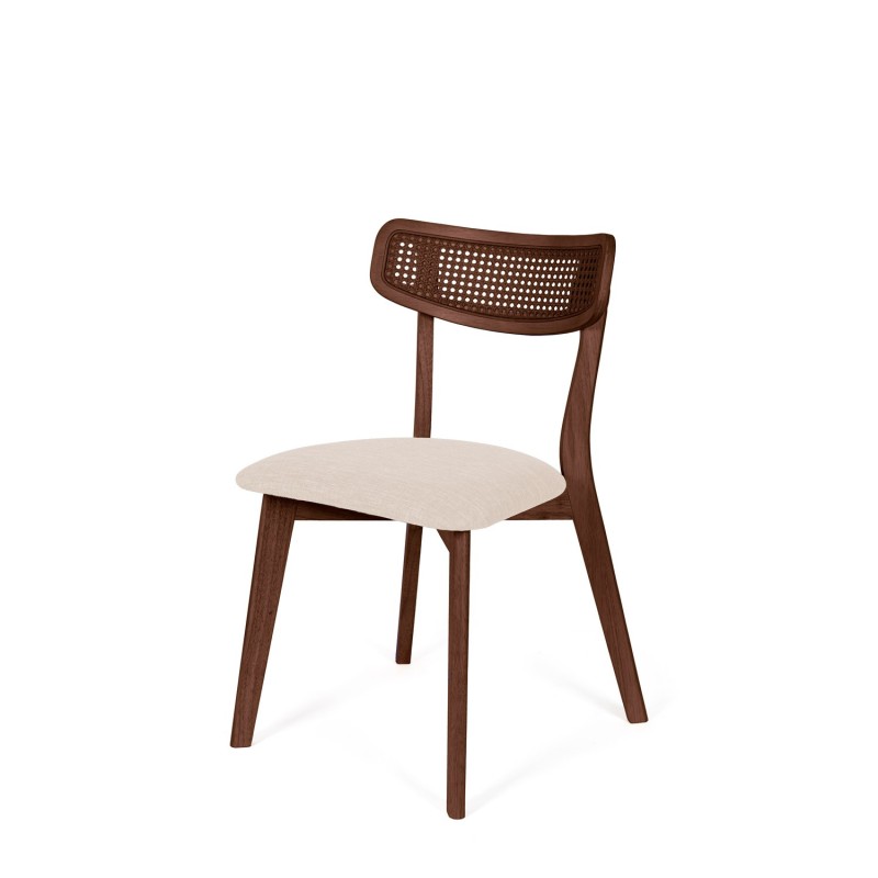 Silla comedor madera nogal y beige SHIRLEY