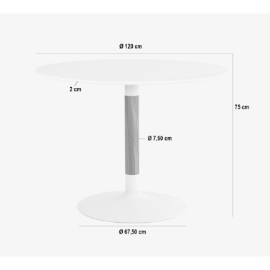 Mesa redonda comedor blanca y patas madera de haya Mira