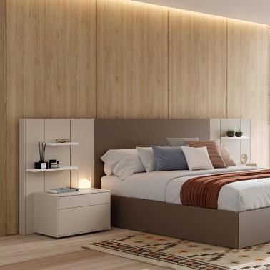 Cabecero corrido modular con estantes Pars