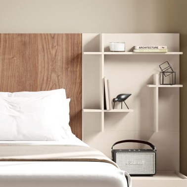 Cabecero corrido modular con estantes Doan