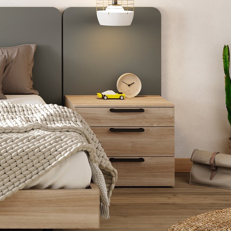 Mesita de noche con 3 cajones Sab