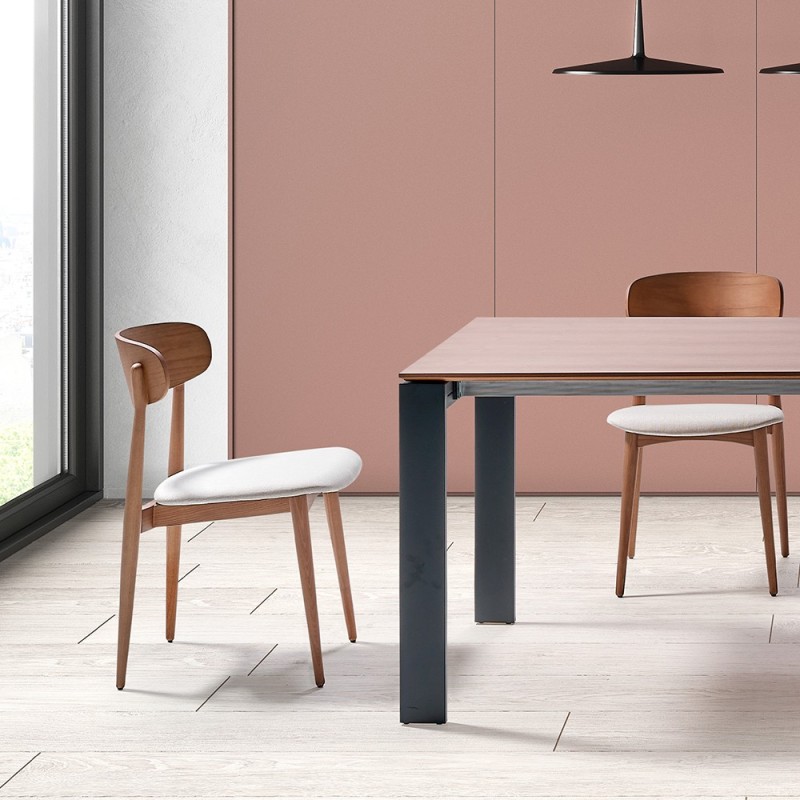 Silla comedor madera de fresno con asiento tapizado Pure