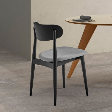 Silla comedor madera de fresno con asiento tapizado Pure