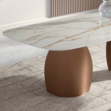 Mesa de comedor cerámico tapa forma tonel Melody