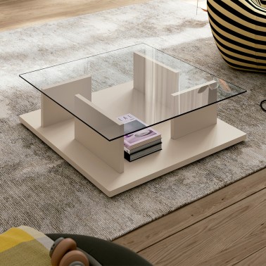 Mesa de centro de cristal cuadrada 100x100 Artica
