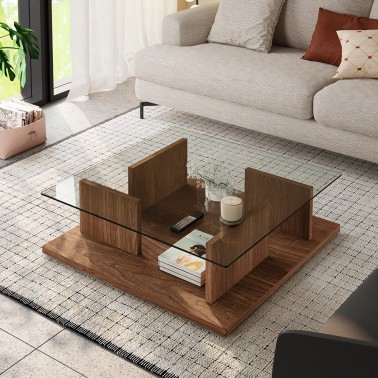 MESA DE CENTRO DE CRISTAL 100X100 ARTICA
