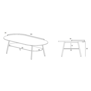 Mesa de centro ovalada 120x60 Fez