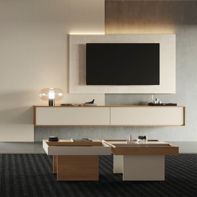 mueble de salón compuesto por un mueble suspendido