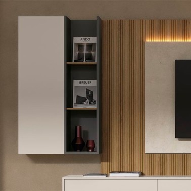 Composicion modular para salon con mueble de Tv suspendido ZOOM 504