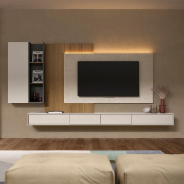 Composicion modular para salon con mueble tv suspendido