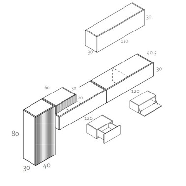 Composicion modular suspendida para salon ZOOM 502