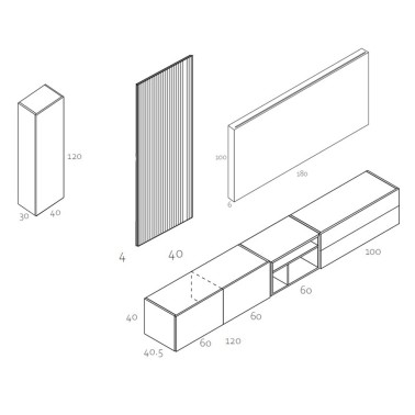 Composicion modular con mueble de Tv suspendido ZOOM 504B