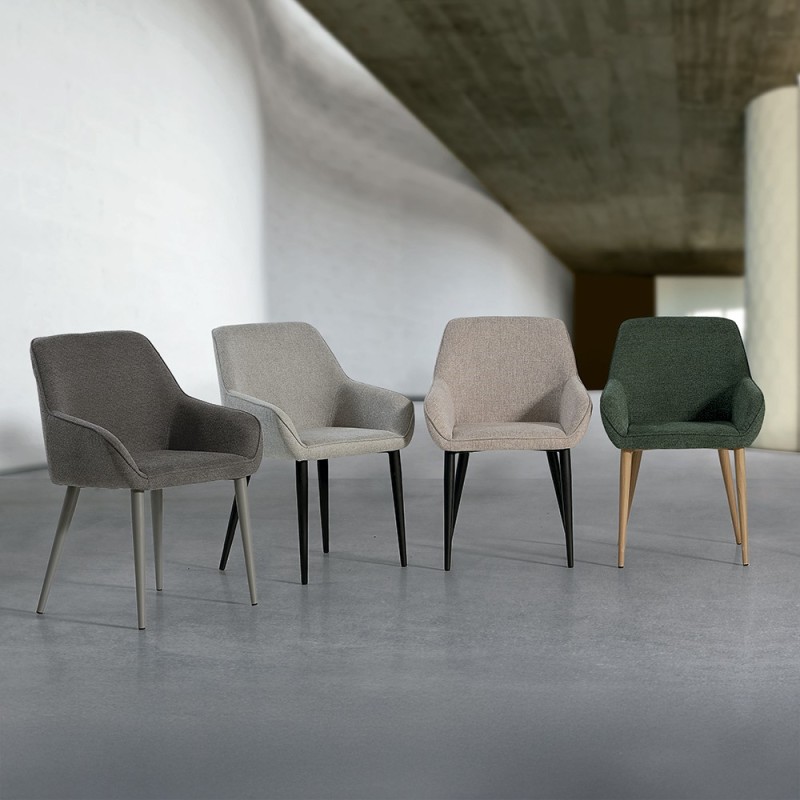 Silla con reposabrazos Nela tapizado tela Belfast