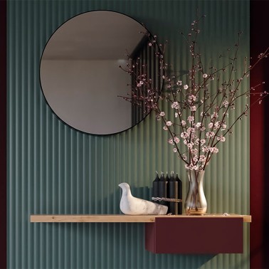 Recibidor moderno con cajon y espejo redondo Replay 304