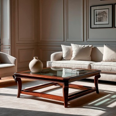 Mesa de centro de cristal clasica 110x100 Leo