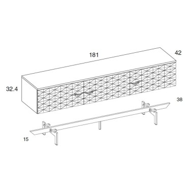 Mueble de TV Cross con patas metalicas Med 14