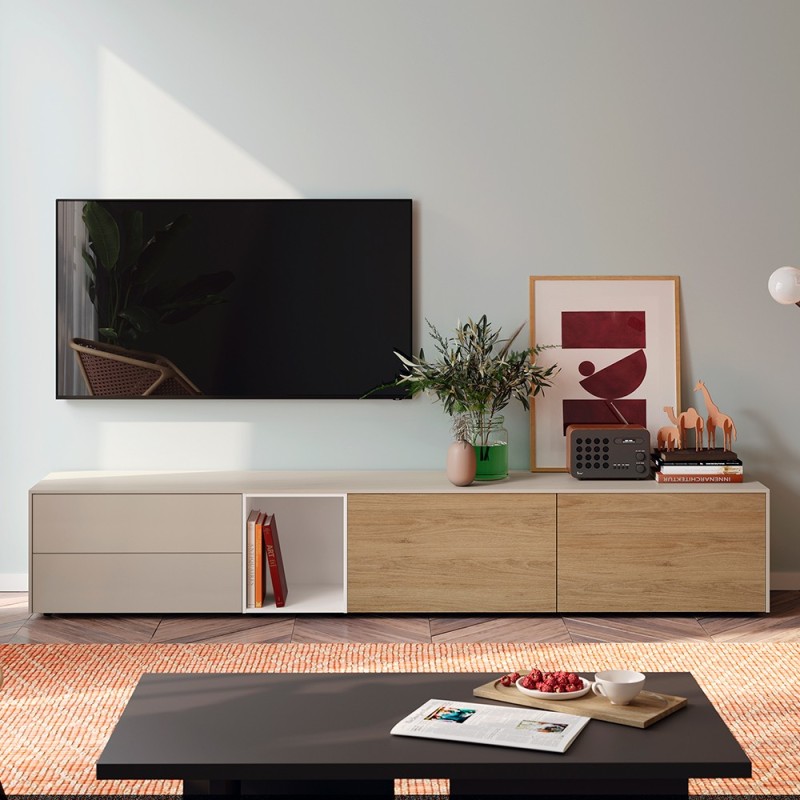 Mueble de Tv con 2 puerta abatibles y 2 cajones Med 58