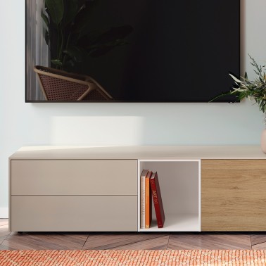 Mueble de Tv con 2 puerta abatibles y 2 cajones Med 58