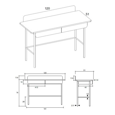 Escritorio de diseño Set con 2 cajones