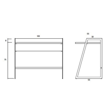 Escritorio de diseño moderno Nerd ancho 100 cm