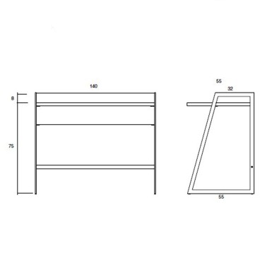 Escritorio de diseño moderno Nerd ancho 140 cm