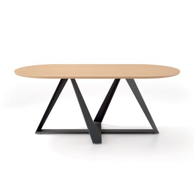 Mesa ovalada Omaly de Rodri Diseño con pie central metalico