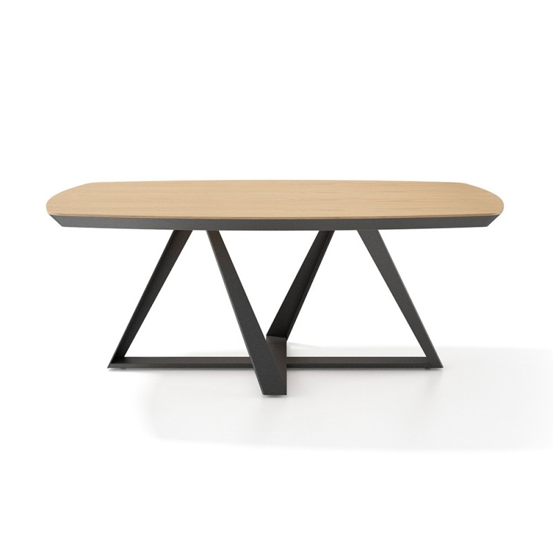 Mesa ovalada Side de Rodri Diseño con pie central metalico