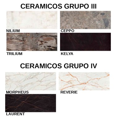 Mesa de comedor cerámico tapa forma tonel Kreta