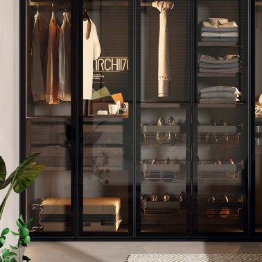 Armario con puertas batientes de cristal