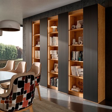 LIBRERIA PRAGA CON 3 PUERTAS DE MADERA Y ESTANTES